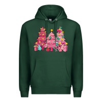 Sports Green Pink Christmas trees Premium Hoodie - NancyCooperArtShop