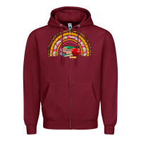 Burgundy back to school rainbow Zipper Hoodie - AdoDesignShop