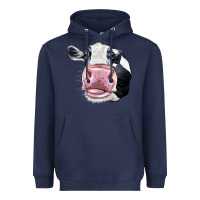 Navy Cute Holstein Face Heavyweight Hoodie - LillyAllenDesigns