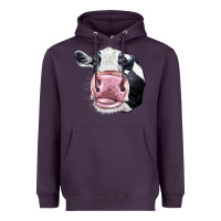 Plum Cute Holstein Face Heavyweight Hoodie - LillyAllenDesigns
