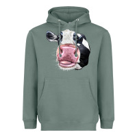 Sage Cute Holstein Face Heavyweight Hoodie - LillyAllenDesigns
