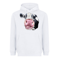 White Cute Holstein Face Heavyweight Hoodie - LillyAllenDesigns
