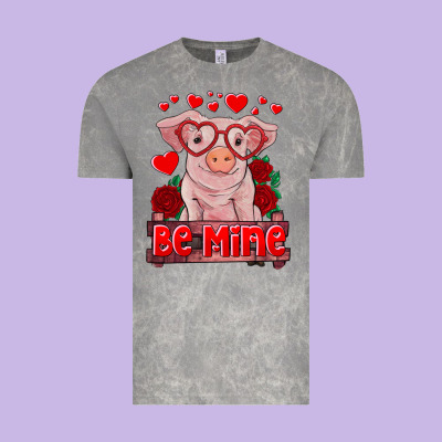 Be Mine Valentine's Day Baby Pig Vintage Tee Designed By Ranaportraitstore