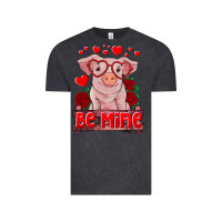 Vintage Black be mine valentine's day baby pig Vintage Tee - RanaPortraitStore