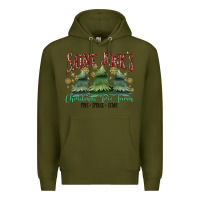 Army Green Saint Nick's Christmas Tree Farm Premium Hoodie - MaliasSmallBusiness
