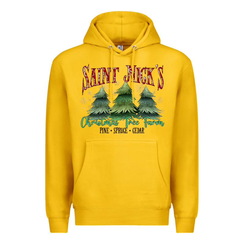 Saint Nick's Christmas Tree Farm Premium Hoodie by MaliasSmallBusiness | Teevron