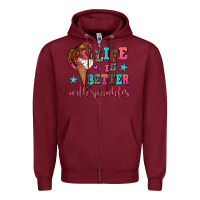 Burgundy life is better with sprinkles Zipper Hoodie - AdoDesignShop