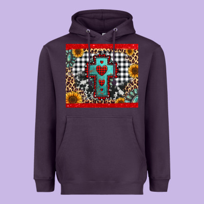 Christmas Cross Heavyweight Hoodie Designed By Jasminsmagicworld