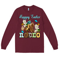 Burgundy Happy Easter rodeo Long Sleeve Tee - OliviaCreatesArt