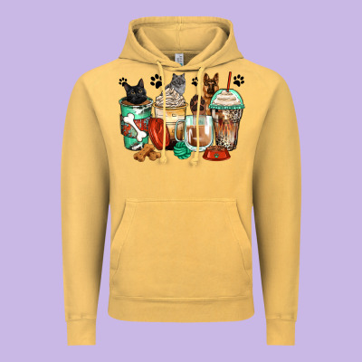 German Shepherd Black And Grey Cat Coffee Cups Vintage Hoodie Designed By Zillion Design Studio