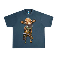 Midnight Navy heifer cow with cow bell Urban Heavy Tee - RanaPortraitStore