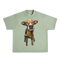 Oil Green heifer cow with cow bell Urban Heavy Tee - RanaPortraitStore