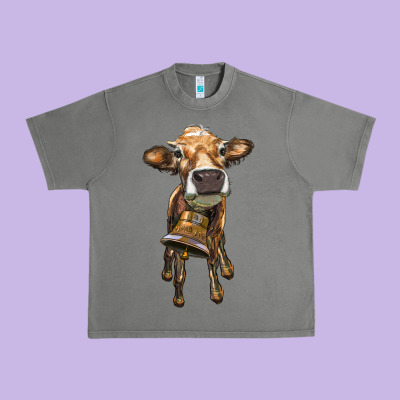 Heifer Cow With Cow Bell Urban Heavy Tee Designed By Ranaportraitstore
