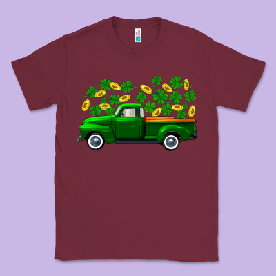 St Patricks Shamrock Gold Truck Classic Tee Designed By Fadigitalartstudio