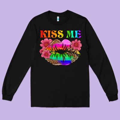 Lgbtq Kiss Me Long Sleeve Tee Designed By Hra Design Shop