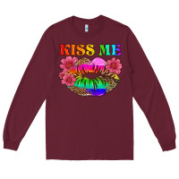 Burgundy lgbtq kiss me Long Sleeve Tee - HRA Design Shop