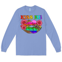 Colony Blue lgbtq kiss me Long Sleeve Tee - HRA Design Shop