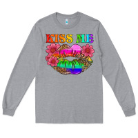 Heather Grey lgbtq kiss me Long Sleeve Tee - HRA Design Shop