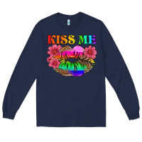 Navy lgbtq kiss me Long Sleeve Tee - HRA Design Shop