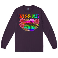 Plum lgbtq kiss me Long Sleeve Tee - HRA Design Shop