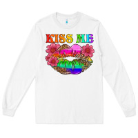 White lgbtq kiss me Long Sleeve Tee - HRA Design Shop
