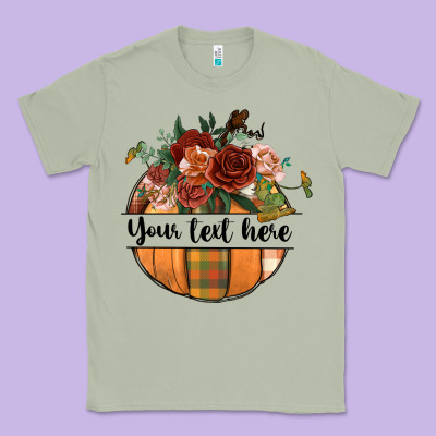 Preview Customize Floral Pumpkin Classic Tee Designed By Bundleandbundleshop