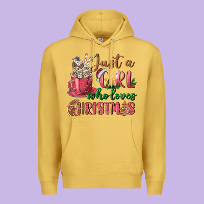 Pink Just A Girl Who Loves Christmas Premium Hoodie Designed By Nancycooperartshop