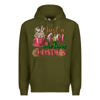Army Green Pink Just a girl who loves Christmas Premium Hoodie - NancyCooperArtShop