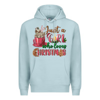 Blue Mist Pink Just a girl who loves Christmas Premium Hoodie - NancyCooperArtShop