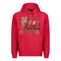 Cardinal Pink Just a girl who loves Christmas Premium Hoodie - NancyCooperArtShop