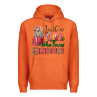 Carrot Pink Just a girl who loves Christmas Premium Hoodie - NancyCooperArtShop