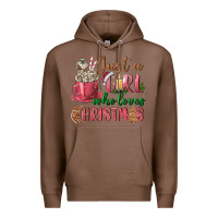 Chestnut Pink Just a girl who loves Christmas Premium Hoodie - NancyCooperArtShop