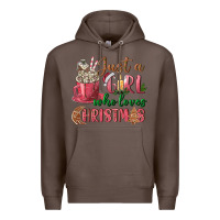 Coffee Pink Just a girl who loves Christmas Premium Hoodie - NancyCooperArtShop
