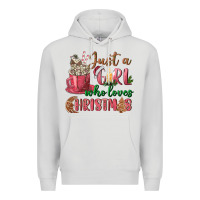 Dove Grey Pink Just a girl who loves Christmas Premium Hoodie - NancyCooperArtShop