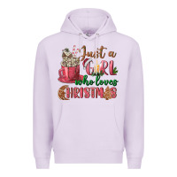 Lilac Pink Just a girl who loves Christmas Premium Hoodie - NancyCooperArtShop
