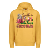 Mustard Pink Just a girl who loves Christmas Premium Hoodie - NancyCooperArtShop