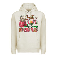 Oatmeal Heather Pink Just a girl who loves Christmas Premium Hoodie - NancyCooperArtShop