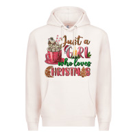 Pale Pink Pink Just a girl who loves Christmas Premium Hoodie - NancyCooperArtShop