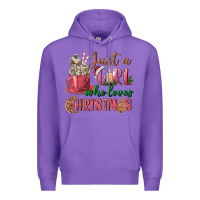 Purple Pink Just a girl who loves Christmas Premium Hoodie - NancyCooperArtShop