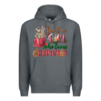 Rock Pink Just a girl who loves Christmas Premium Hoodie - NancyCooperArtShop