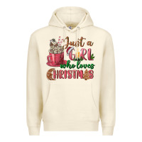 Sandshell Pink Just a girl who loves Christmas Premium Hoodie - NancyCooperArtShop