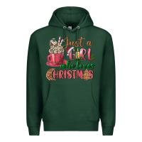 Sports Green Pink Just a girl who loves Christmas Premium Hoodie - NancyCooperArtShop