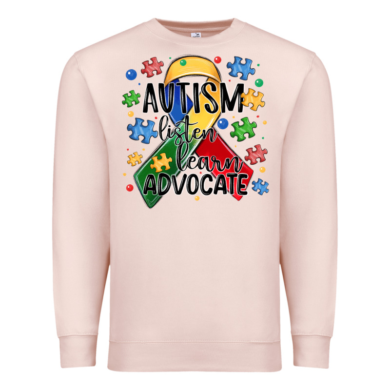 Autism Listen Learn Advocate Premium Sweatshirt by MaliasSmallBusiness | Teevron