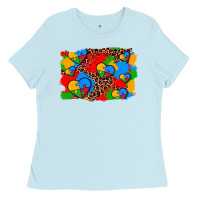 Baby Blue autism heart background Ladies Tee - AdoDesignShop