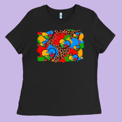 Autism Heart Background Ladies Tee Designed By Adodesignshop