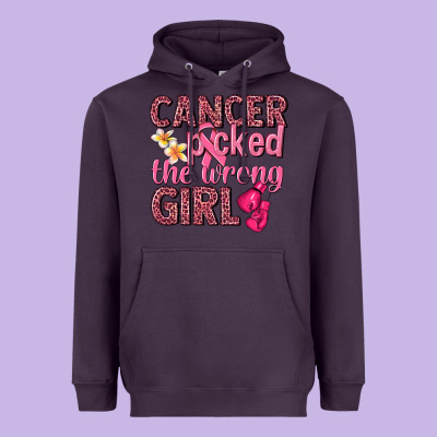 Cancer Picked The Wrong Girl Heavyweight Hoodie Designed By Nancycooperartshop
