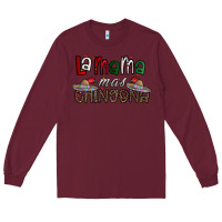 Burgundy la mama mas chingona Long Sleeve Tee - CowhideDigitalArt