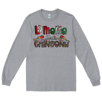 Heather Grey la mama mas chingona Long Sleeve Tee - CowhideDigitalArt