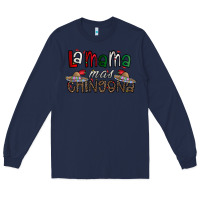 Navy la mama mas chingona Long Sleeve Tee - CowhideDigitalArt