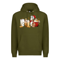 Army Green Christmas Milk and Cookie Latte Coffee Cups Premium Hoodie - MaliasSmallBusiness